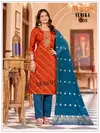Vanika By Banwery Roman Silk Work Kurti With Bottom Dupatta